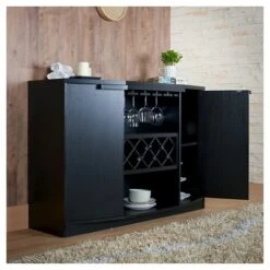 Rosio Transitional Criss Cross Wine Storage Dining Buffet Black - HOMES: Inside + Out -HOMES: Inside + Out GUEST 01957782 4d5c 4429 a06f 64728c618393
