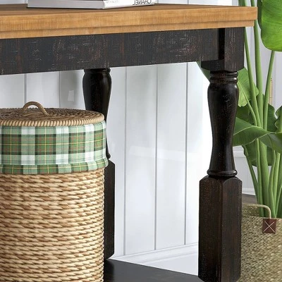 Philoree Wooden Traditional Sofa Table Antique Black And Oak - HOMES: Inside + Out 4 Philoree Wooden Traditional Sofa Table Antique Black And Oak - HOMES: Inside + Out - Image 2