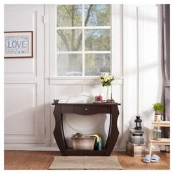 Coralli Modern Cut Out Sofa Table Walnut - HOMES: Inside + Out 9 Coralli Modern Cut Out Sofa Table Walnut - HOMES: Inside + Out -HOMES: Inside + Out GUEST 059225fc 35b0 465b 849d 38d8ebaf4ec6