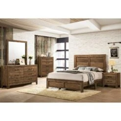 3pc Queen Quail Bedroom Set With 2 Nightstands Rustic Light Walnut - HOMES: Inside + Out -HOMES: Inside + Out GUEST 05d945ef 731b 4ec1 82f6 97264967ab45