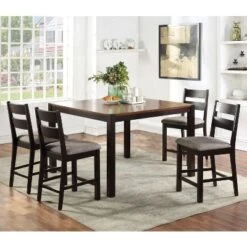 5pc Ulmar Counter Height Extendable Dining Table Set Dark Oak/Espresso - HOMES: Inside + Out