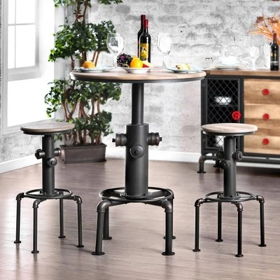 3pc Regalla Industrial Bar Height Dining Table Set Antique Black/Natural Tone - HOMES: Inside + Out 3 3pc Regalla Industrial Bar Height Dining Table Set Antique Black/Natural Tone - HOMES: Inside + Out