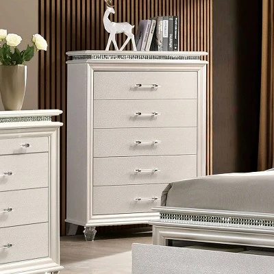 2pc Granite Nightstand And Chest Set Pearl White - HOMES: Inside + Out 6 2pc Granite Nightstand And Chest Set Pearl White - HOMES: Inside + Out - Image 4