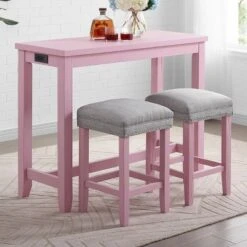 3pc Rockland Dining Set With USB Plug Antique Pink - HOMES: Inside + Out