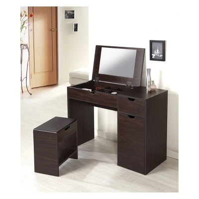 Lena 3 Drawer Vanity Set Dark Walnut - HOMES: Inside + Out 4 Lena 3 Drawer Vanity Set Dark Walnut - HOMES: Inside + Out - Image 2