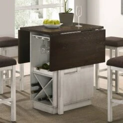 47" Holmseth Drop Leaf Counter Height Dining Table With Wine Rack Dark Walnut/Antique White - HOMES: Inside + Out
