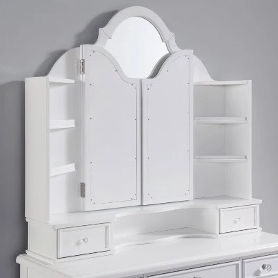 3pc Anza Multi Storage Vanity Set With Tri Fold Mirror And Stool White - HOMES: Inside + Out 5 3pc Anza Multi Storage Vanity Set With Tri Fold Mirror And Stool White - HOMES: Inside + Out - Image 3