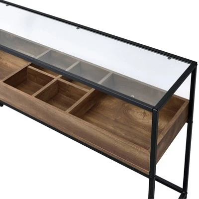 Reattie Glass Top Entryway Table Brown/Matte Black - HOMES: Inside + Out 6 Reattie Glass Top Entryway Table Brown/Matte Black - HOMES: Inside + Out - Image 4
