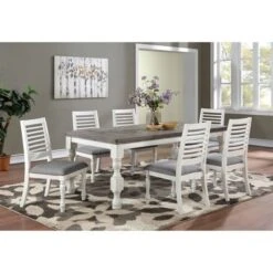 7pc Cambrien Rustic Farmhouse Dining Set Antique White/Gray - HOMES: Inside + Out