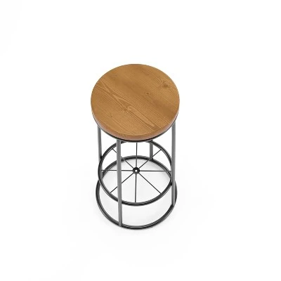Set Of 2 33" Pilat Barstools With Wood Seat Warm Oak - HOMES: Inside + Out 4 Set Of 2 33" Pilat Barstools With Wood Seat Warm Oak - HOMES: Inside + Out - Image 2