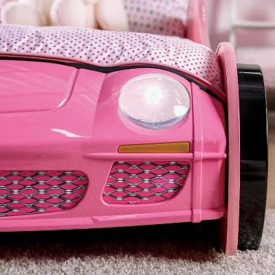 Twin Naglin Racing Car Bed With Led Headlight Pink - HOMES: Inside + Out 7 Twin Naglin Racing Car Bed With Led Headlight Pink - HOMES: Inside + Out - Image 5