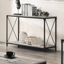Rosslea Lower Shelf Sofa Table Black/Gray - HOMES: Inside + Out