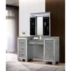 2pc Mallery Vanity Set With Stool Silver - HOMES: Inside + Out -HOMES: Inside + Out GUEST 1af5d629 35a0 4166 ab10 2cae923ea79b