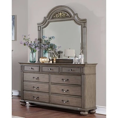 Pennings 9 Drawer Dresser With Mirror Gray - HOMES: Inside + Out 3 Pennings 9 Drawer Dresser With Mirror Gray - HOMES: Inside + Out