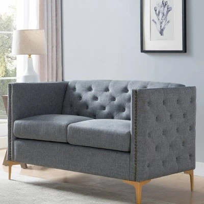 Gasper Tufted Upholstered Loveseat Light Gray - HOMES: Inside + Out 3 Gasper Tufted Upholstered Loveseat Light Gray - HOMES: Inside + Out