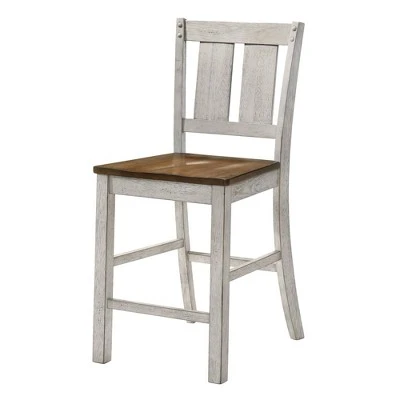 5pc Naxti Rustic Round Counter Height Dining Table Set Light Oak/Antique White - HOMES: Inside + Out 9 5pc Naxti Rustic Round Counter Height Dining Table Set Light Oak/Antique White - HOMES: Inside + Out - Image 7