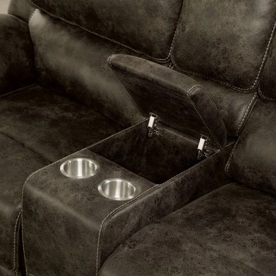 Nisbet Power Reclining Leather Loveseat With Cup Holders Mocha - HOMES: Inside + Out 7 Nisbet Power Reclining Leather Loveseat With Cup Holders Mocha - HOMES: Inside + Out - Image 5