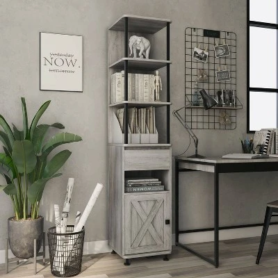72.3" Clander Multiple Storage Bookcase Vintage Gray Oak - HOMES: Inside + Out 3 72.3" Clander Multiple Storage Bookcase Vintage Gray Oak - HOMES: Inside + Out