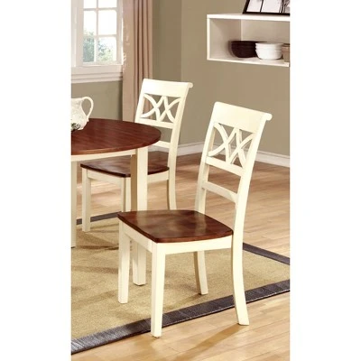 Set Of 2 Lanfield Country Style Back Design Side Chair Vintage White/Cherry - HOMES: Inside + Out 3 Set Of 2 Lanfield Country Style Back Design Side Chair Vintage White/Cherry - HOMES: Inside + Out