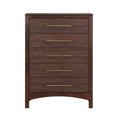 Melonnes 5 Drawer Chest Walnut - HOMES: Inside + Out 6 Melonnes 5 Drawer Chest Walnut - HOMES: Inside + Out - Image 4