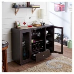 Candie Modern Multi-Storage Dining Buffet With Glass Cabinets Espresso - HOMES: Inside + Out -HOMES: Inside + Out GUEST 251c6ff1 57e7 42a9 a1a4 7e60fbdf029e