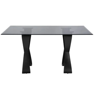58" Poppy Hill Modern Rectangle Glass Top Dining Table Black/Gray - HOMES: Inside + Out 6 58" Poppy Hill Modern Rectangle Glass Top Dining Table Black/Gray - HOMES: Inside + Out - Image 4
