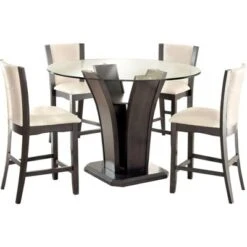 HOMES: Inside + Out Wright II Beveled Glass Round Counter Height Table - Gray -HOMES: Inside + Out GUEST 287be8d7 f663 4eaf a989 60905fbd8a1e