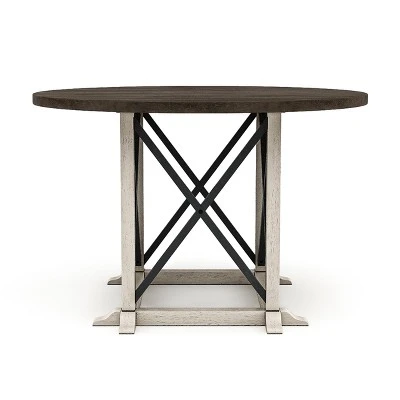 47" Piker Round Wood Dining Table Dark Walnut/Antique White - HOMES: Inside + Out 4 47" Piker Round Wood Dining Table Dark Walnut/Antique White - HOMES: Inside + Out - Image 2