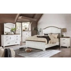 2pc Queen Willow Rustic Bedroom Set Distressed White/Walnut - HOMES: Inside + Out -HOMES: Inside + Out GUEST 2ce6d5b5 a423 469c ba96 88d434f505f4