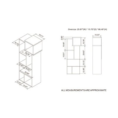 66.46" Durandyl Contemporary Bookcase Honey Walnut - HOMES: Inside + Out 9 66.46" Durandyl Contemporary Bookcase Honey Walnut - HOMES: Inside + Out - Image 7