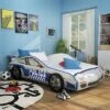 Twin Quessa Police Car Bed With Led Headlight Chair Black/White - HOMES: Inside + Out