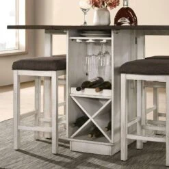 5pc Holmseth Drop Leaf Counter Height Dining Set With Wine Rack Dark Walnut/Antique White - HOMES: Inside + Out -HOMES: Inside + Out GUEST 359ae422 ff5c 4f37 8fe6 1512b6a67bd7