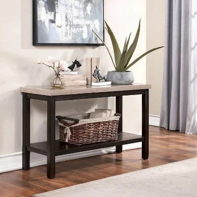48" Alpinista Faux Marble Console Table Dark Walnut - HOMES: Inside + Out 3 48" Alpinista Faux Marble Console Table Dark Walnut - HOMES: Inside + Out