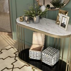 Solstice Glam Entryway Table Antique Brass - HOMES: Inside + Out -HOMES: Inside + Out GUEST 37043ff2 6ca4 431a 8165 8023a1bdb845