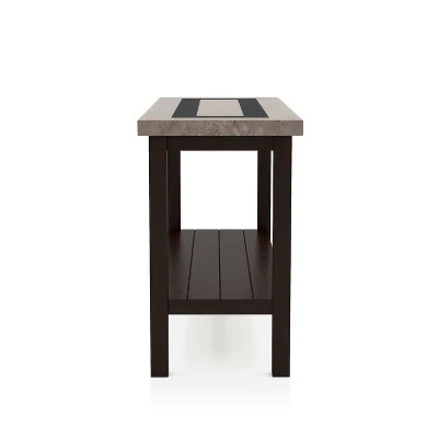 48" Alpinista Faux Marble Console Table Dark Walnut - HOMES: Inside + Out 5 48" Alpinista Faux Marble Console Table Dark Walnut - HOMES: Inside + Out - Image 3