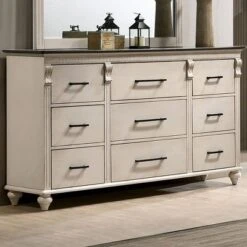 Nyes 9 Drawers Dresser Antique White/Walnut - HOMES: Inside + Out