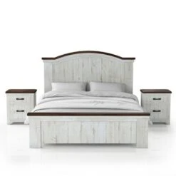 3pc Willow Rustic Bedroom Set With 2 Nightstands Distressed White/Walnut - HOMES: Inside + Out -HOMES: Inside + Out GUEST 3f30f2db a4ec 405e a596 3749761e551f