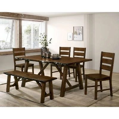 Lyoth Bench With Live Edge Wooden Seat Walnut - HOMES: Inside + Out 4 Lyoth Bench With Live Edge Wooden Seat Walnut - HOMES: Inside + Out - Image 2