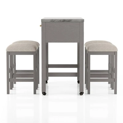 5pc Gardenside Expandable Counter Height Dining Table Set White/Light Gray/Beige - HOMES: Inside + Out 4 5pc Gardenside Expandable Counter Height Dining Table Set White/Light Gray/Beige - HOMES: Inside + Out - Image 2