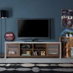 Briggin Industrial TV Stand For TVs Up To 70" Walnut/Cement - HOMES: Inside + Out -HOMES: Inside + Out GUEST 46faa6ca 8081 4c9e bd68 b71f7444dd1a