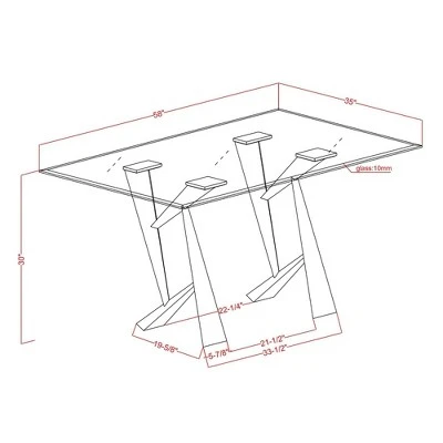 58" Darrah Modern Rectangle Glass Top Dining Table Black/Clear - HOMES: Inside + Out 10 58" Darrah Modern Rectangle Glass Top Dining Table Black/Clear - HOMES: Inside + Out - Image 8