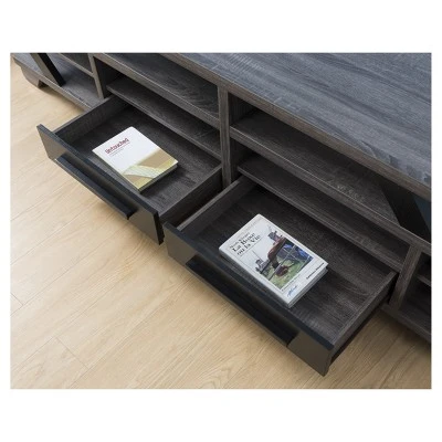 Harla Contemporary TV Stand For TVs Up To 80" Distressed Gray/Black - HOMES: Inside + Out 4 Harla Contemporary TV Stand For TVs Up To 80" Distressed Gray/Black - HOMES: Inside + Out - Image 2