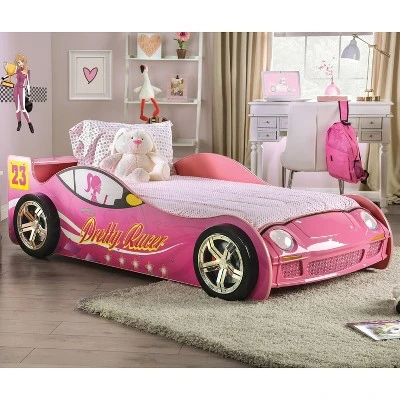 Twin Naglin Racing Car Bed With Led Headlight Pink - HOMES: Inside + Out 3 Twin Naglin Racing Car Bed With Led Headlight Pink - HOMES: Inside + Out