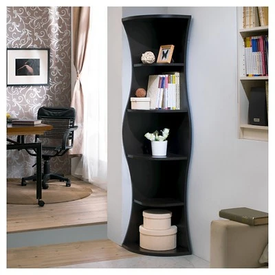 70.8" Ronni Contemporary 5 Shelf Corner Bookcase Walnut - HOMES: Inside + Out 3 70.8" Ronni Contemporary 5 Shelf Corner Bookcase Walnut - HOMES: Inside + Out