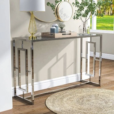 Stagge Glam Rectangle Sofa Table Chrome - HOMES: Inside + Out 3 Stagge Glam Rectangle Sofa Table Chrome - HOMES: Inside + Out