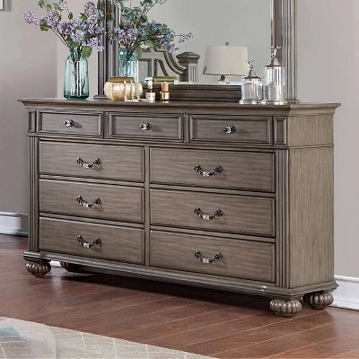 Pennings 9 Drawer Dresser With Mirror Gray - HOMES: Inside + Out 4 Pennings 9 Drawer Dresser With Mirror Gray - HOMES: Inside + Out - Image 2