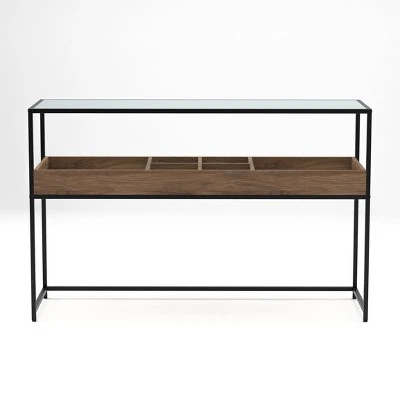 Reattie Glass Top Entryway Table Brown/Matte Black - HOMES: Inside + Out 4 Reattie Glass Top Entryway Table Brown/Matte Black - HOMES: Inside + Out - Image 2
