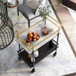Goodspring Faux Marble Top 2 Shelf Serving Cart Black/White - HOMES: Inside + Out -HOMES: Inside + Out GUEST 50b8b067 09f6 4fcd a0dd c729b2c94f00