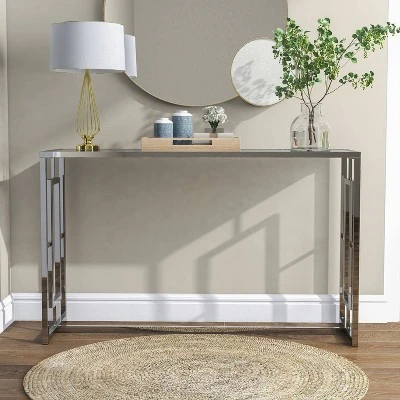 Stagge Glam Rectangle Sofa Table Chrome - HOMES: Inside + Out 4 Stagge Glam Rectangle Sofa Table Chrome - HOMES: Inside + Out - Image 2