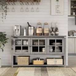 Carita Transitional Windowpane Cabinets Buffet - HOMES: Inside + Out -HOMES: Inside + Out GUEST 51c01ad1 0670 43d6 9c6a 8b90de18ac79